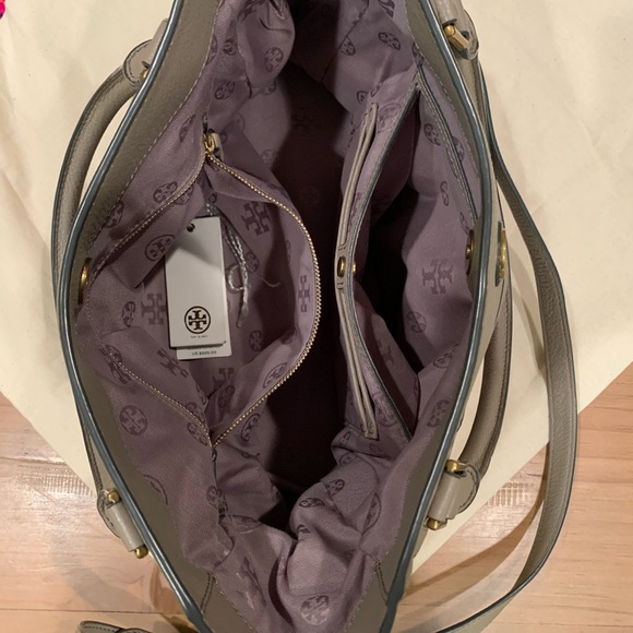 TORY BURCH Frances Gray Leather Satchel Bag - Picture 12 of 13